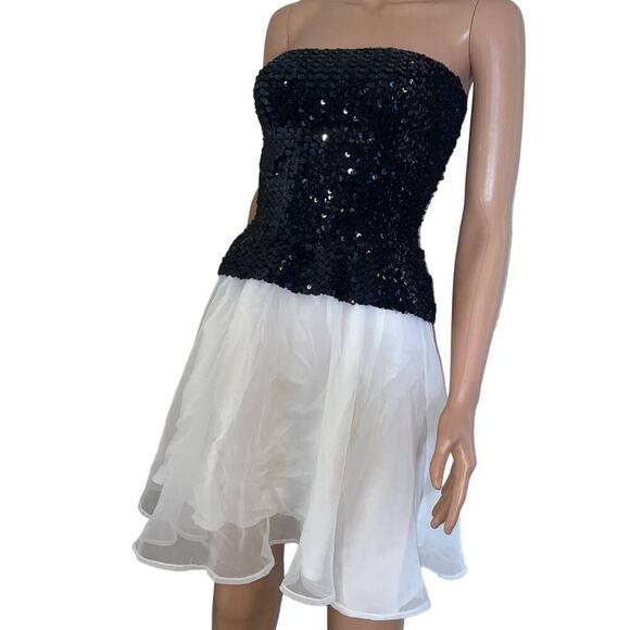 Vintage Rob Hill for Mister Jay sequined top chiffon bottom black/white SZ 7 - Picture 3 of 13